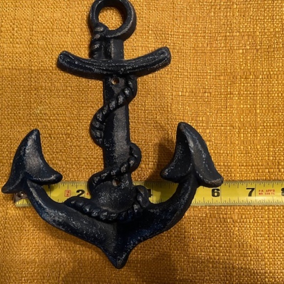 Vintage Blue Cast Iron Nautical Anchor & Whale Hooks - Set of 3 - Picture 3 of 6